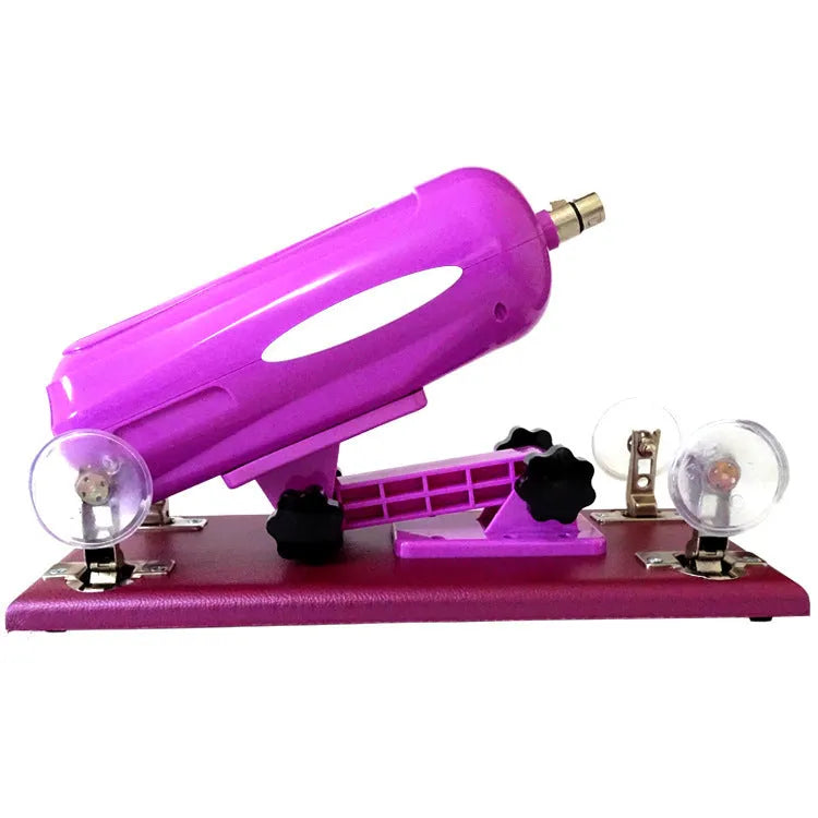 Purple automatic telescopic thrusting sex tool showing 37cm length with PVC construction