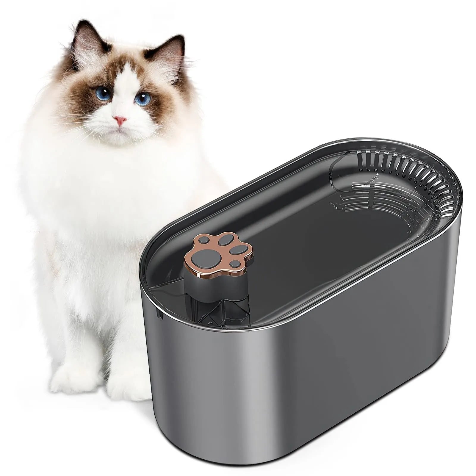 3L automatic cat water fountain in Berlin Blue with LED light indicator and triple filter system for pets