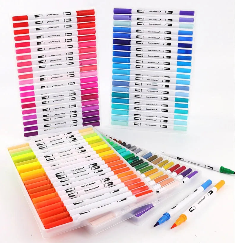 Set of watercolor brush pens with multiple colour options for artistic and promotional use