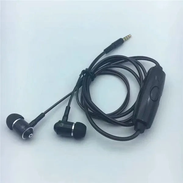 Blue LED light-up earphones with 3.5mm jack and in-line remote control on a white background.