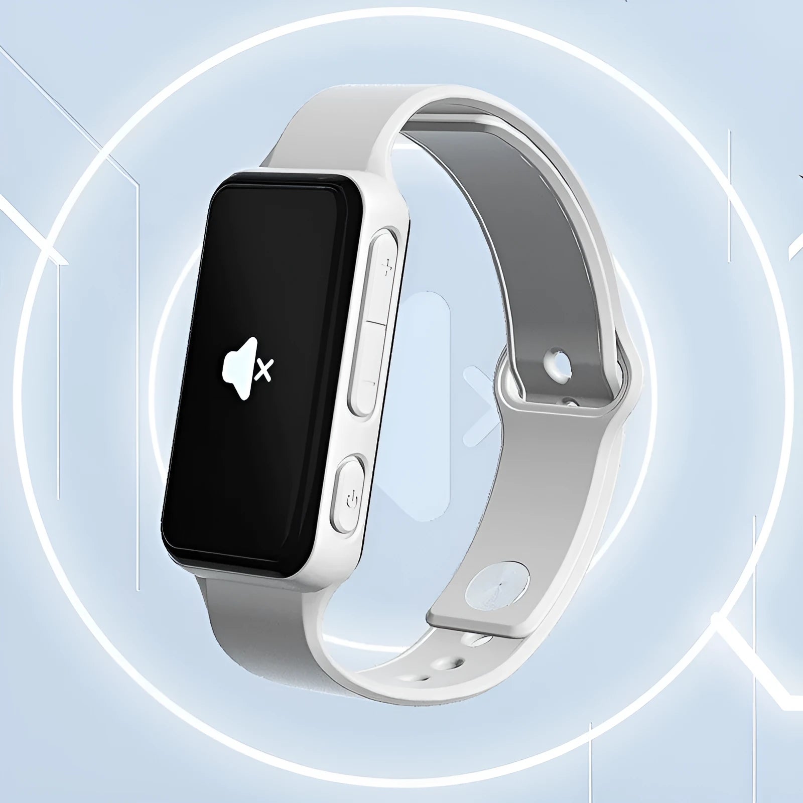 Smart bracelet with silicone strap and LCD screen in black colour option