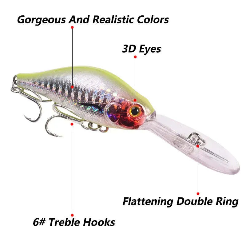 10.5cm floating rock mino fishing lure with long tongue board in multiple colour options
