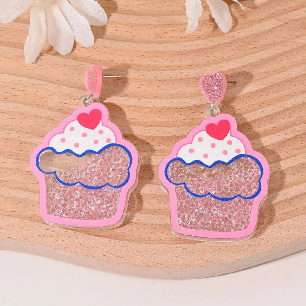 Acrylic fruit earrings for women showing cherry, strawberry, watermelon, pineapple designs