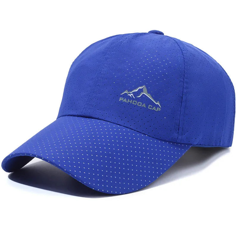Korean-style adjustable baseball cap in polyester fabric for summer sun protection, shown in a selected colour