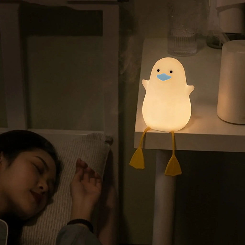Seagull silicone night light in yellow with soft warm glow, compact size fits nursery bedside