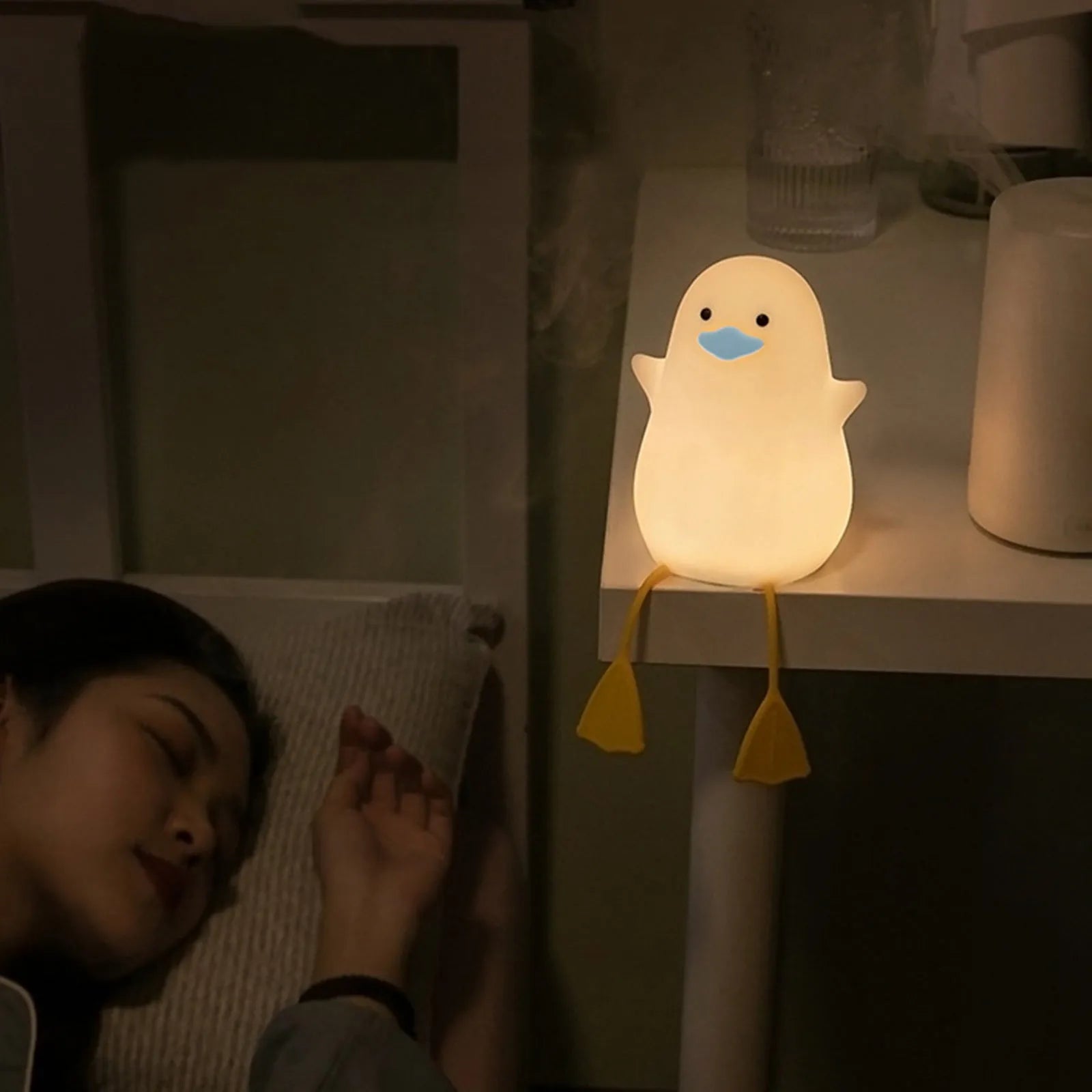 Seagull silicone night light in yellow with soft warm glow, compact size fits nursery bedside