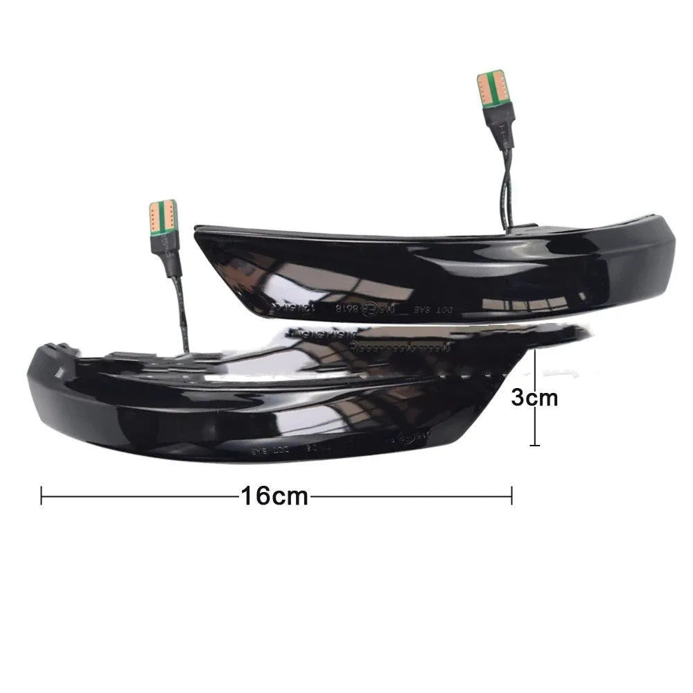 Ford Focus and Mondeo rearview mirror LED waterfall light accessory in yellow and blue two-tone.