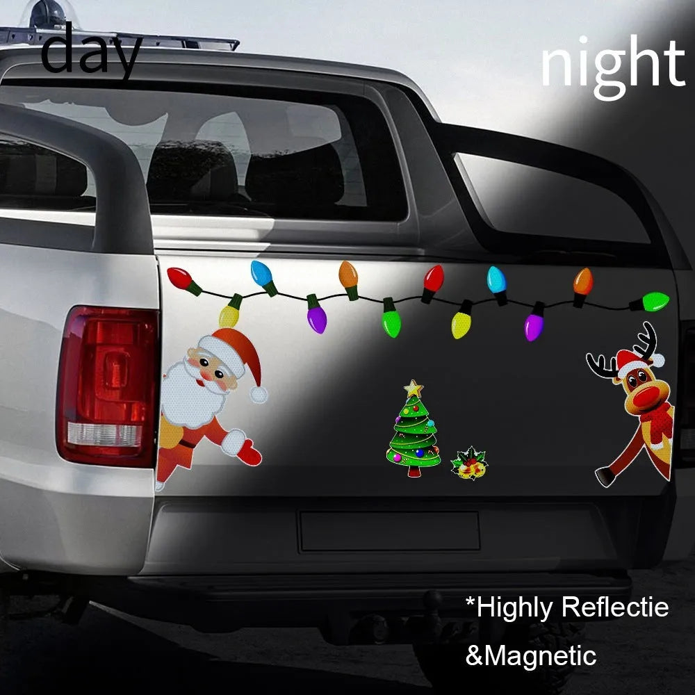 Medium Christmas elk reflective magnetic car decoration sticker with cartoon design