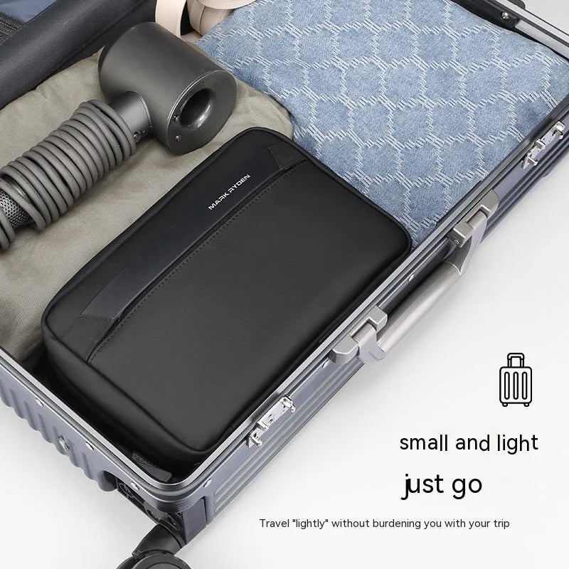 Oxford cloth wet dry separation multi-layer storage bag in graphite gray with sewing line detail.