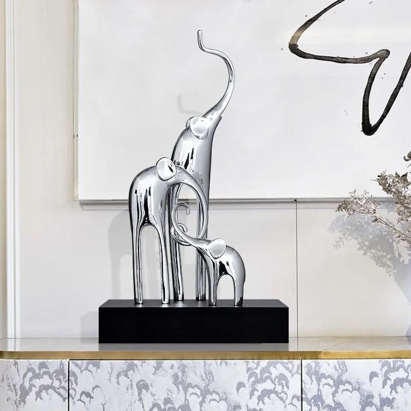21cm European style elephant decorative ornament in resin and plastic with four colour finish options