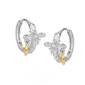 Women's geometric cross earrings in 925 silver with electroplated white gold colour finish