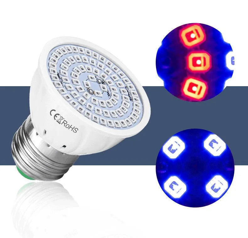 White LED plant growth lamp with 80 beads for indoor potted plants covering 30-80 square centimetre areas