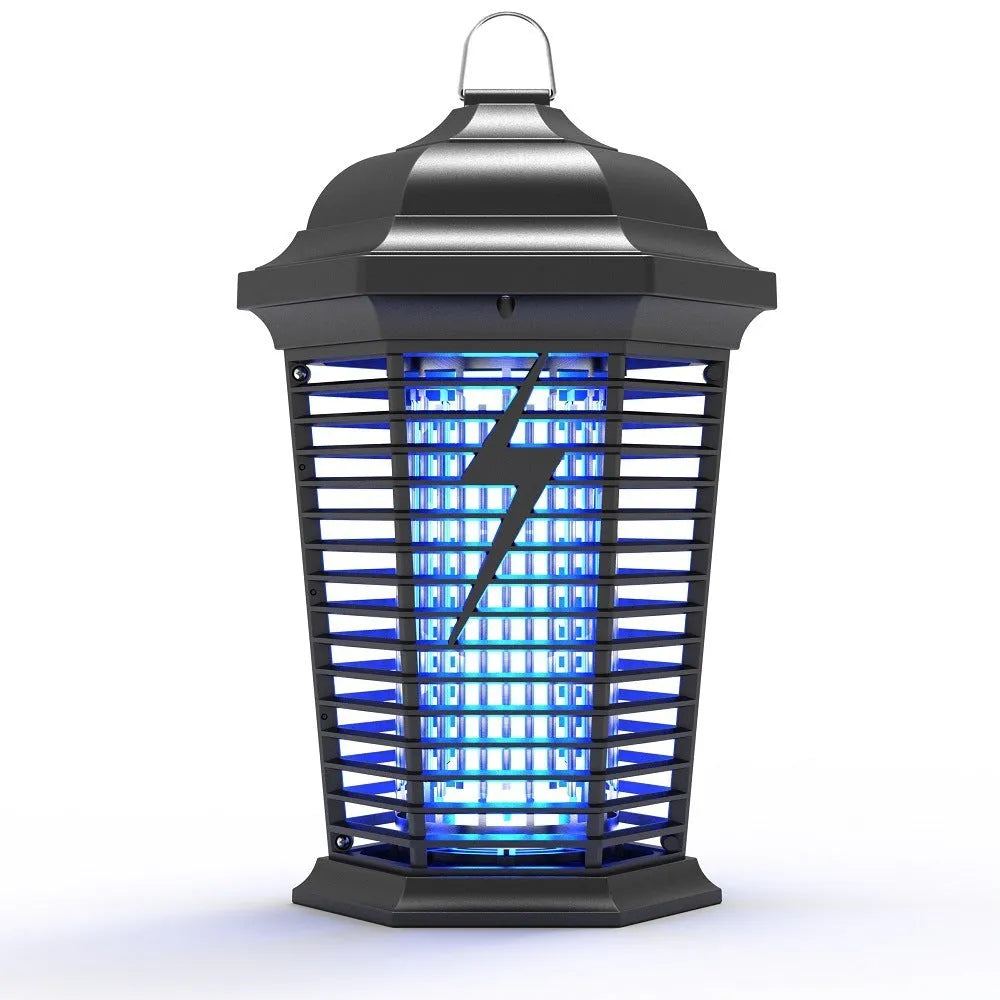 Black outdoor mosquito catcher with UV lamp and electric shock grid for 61 square metre coverage