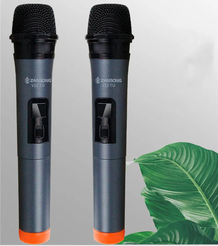Black V12 wired dynamic microphone with USB receiver and audio cable
