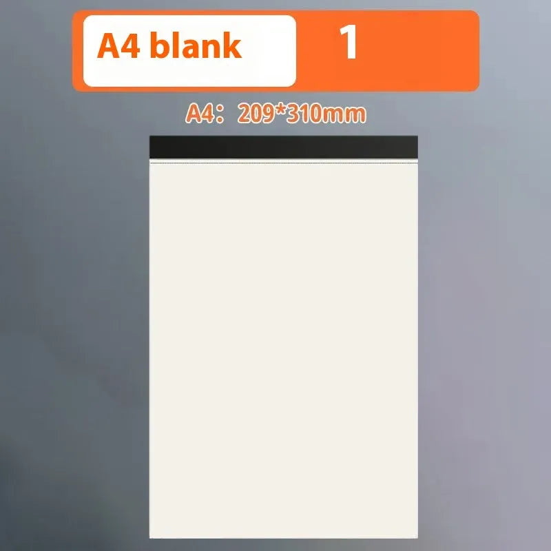 A5 and B5 tearable writing pads showing blank, grid, and horizontal line page styles.