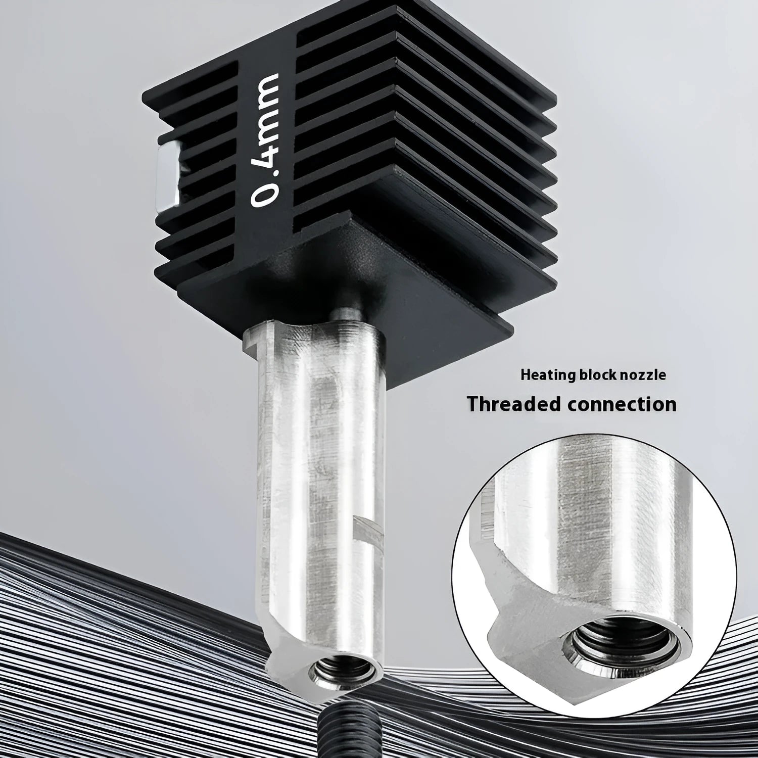 Hardened steel hot end assembly with black silicone sleeve for Bambu Lab A1 Mini 3D printer