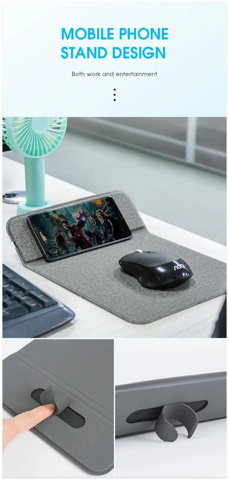 Foldable cloth wireless charging pad showing fabric surface and flexible folding design