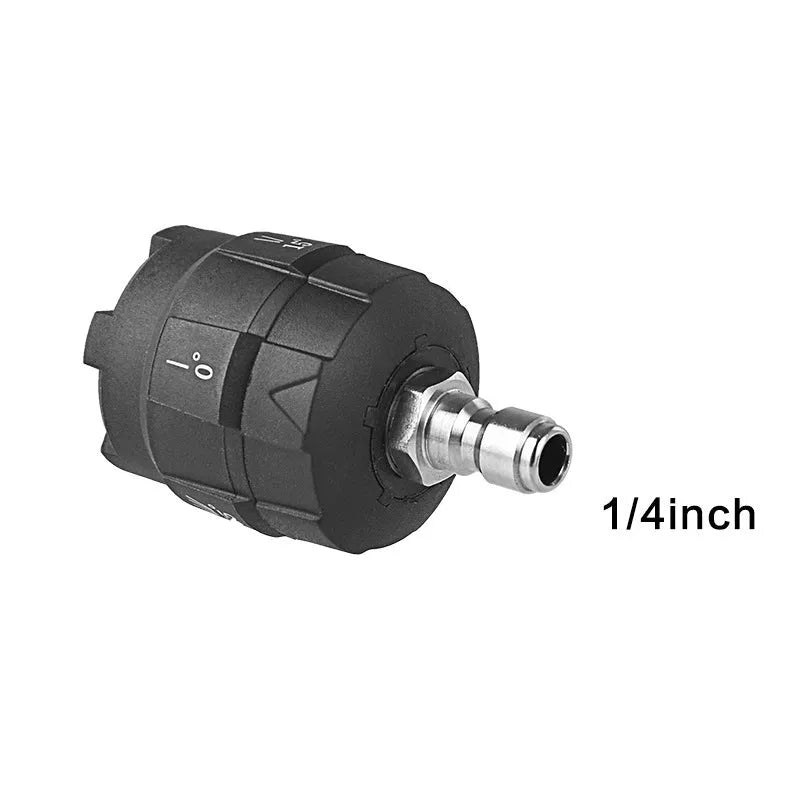Five-in-one spray nozzle for high-pressure water guns showing engineering plastic construction