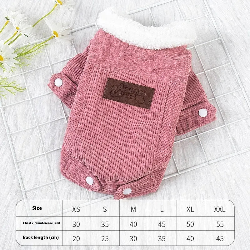 Lambswool fleece-lined dog vest in grey or pink with wool lining for autumn and winter warmth