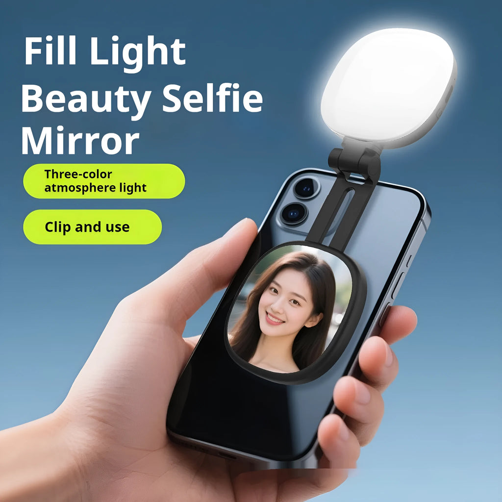 Black and white mobile phone magnetic selfie fill light with adjustable brightness