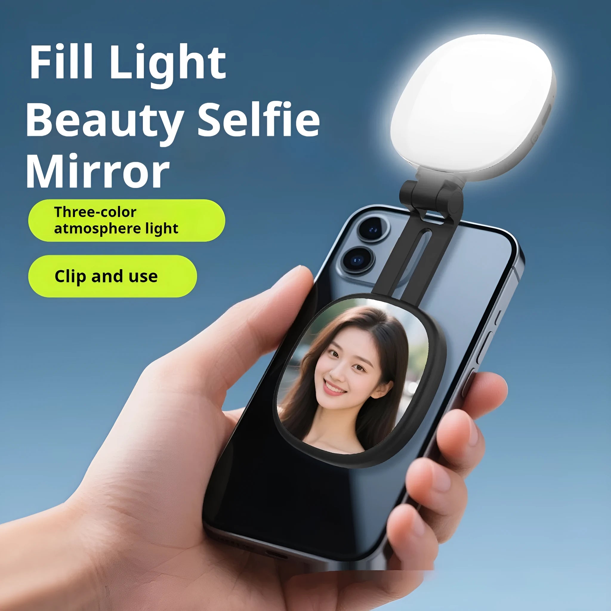 Black and white mobile phone magnetic selfie fill light with adjustable brightness