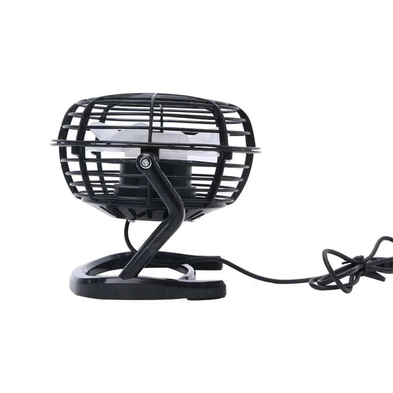 Mini USB desk fan with adjustable tilt angle in black, white, or blue colour options