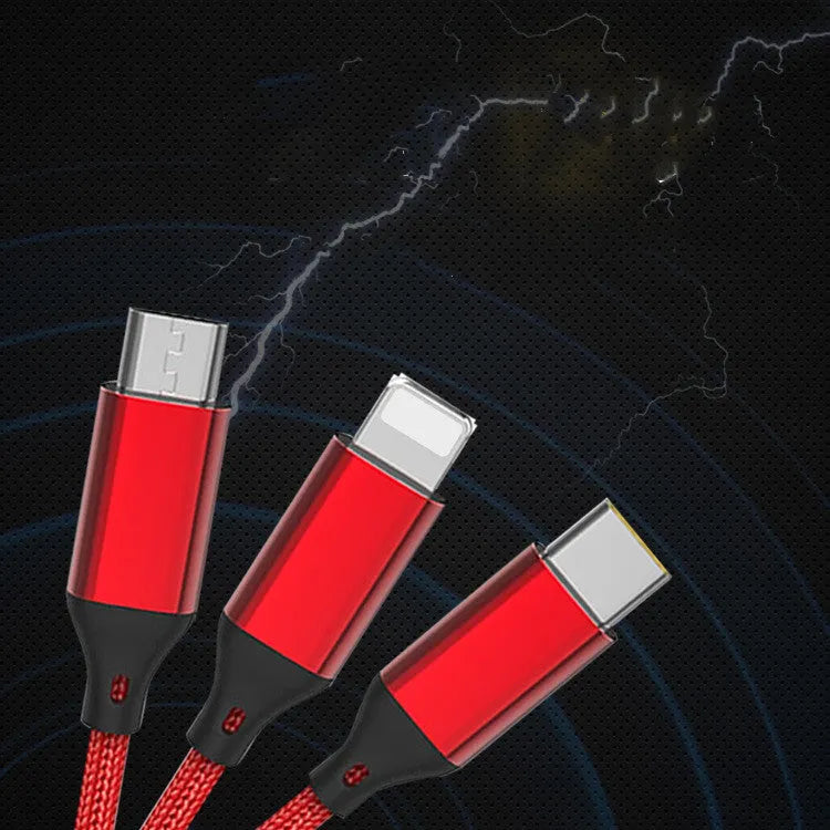 1.2-metre three-in-one braided charging cable in multiple colour options