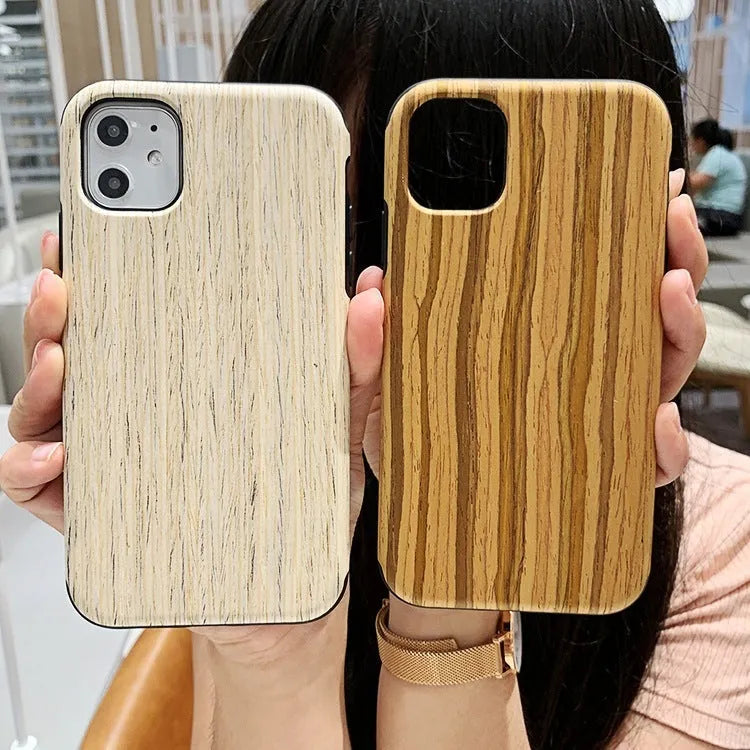 Natural wooden back cover case for iPhone made from solid bamboo or rosewood.