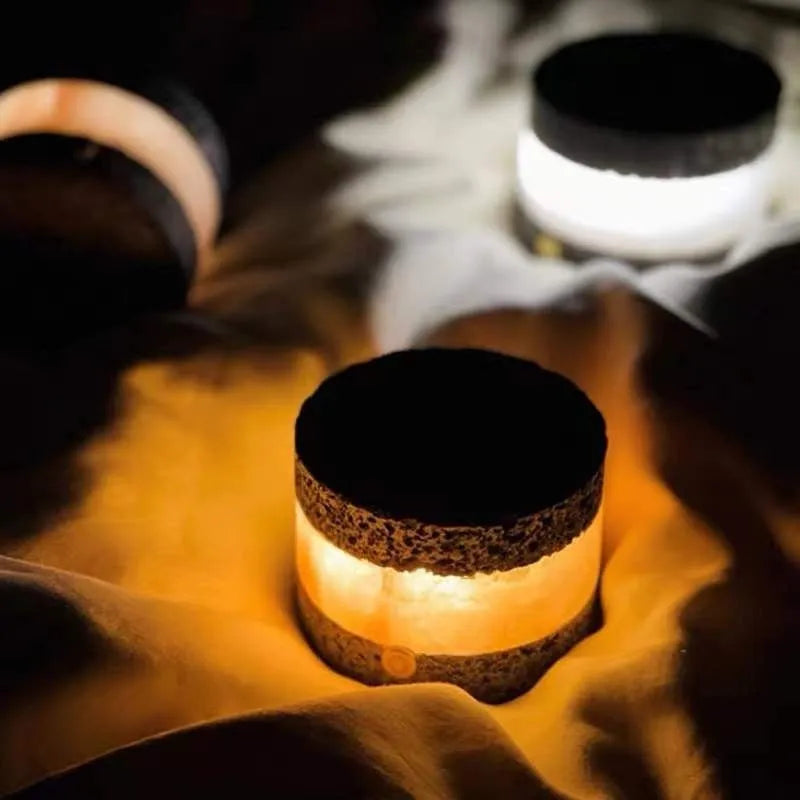 Orange volcanic rock USB night lamp with touch dimming and essential oil diffusion