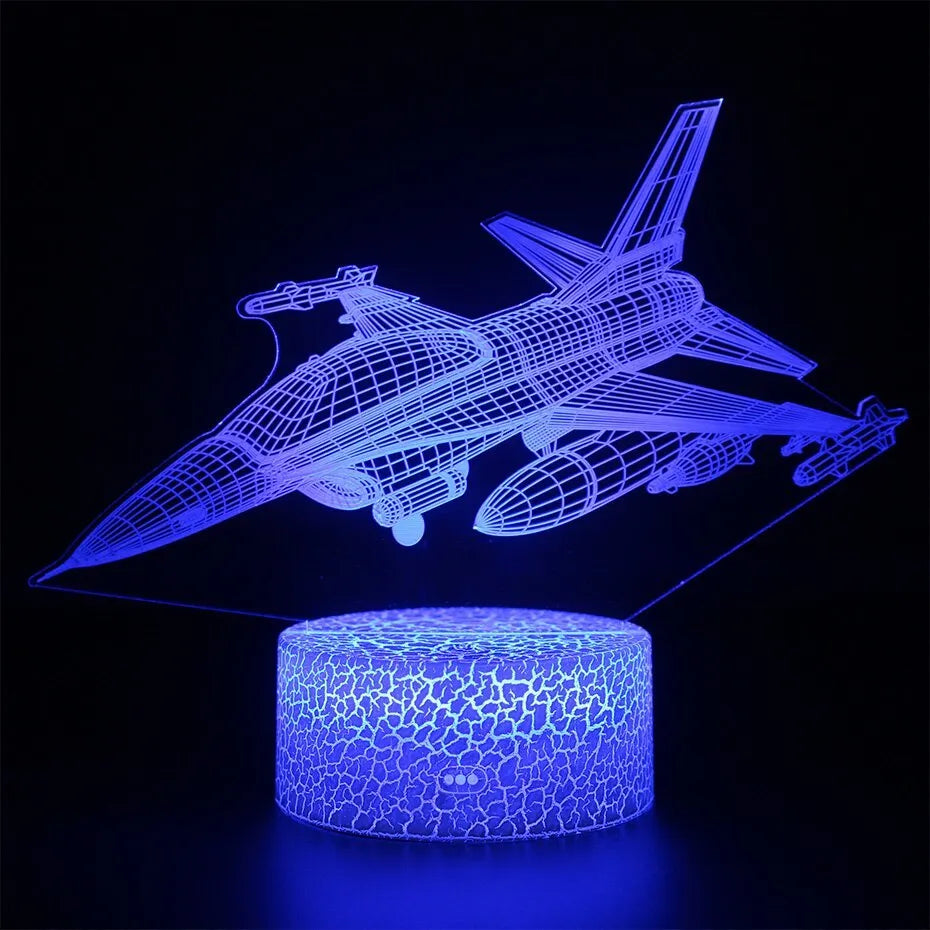 Cartoon airplane shaped LED night light with touch control and acrylic shade
