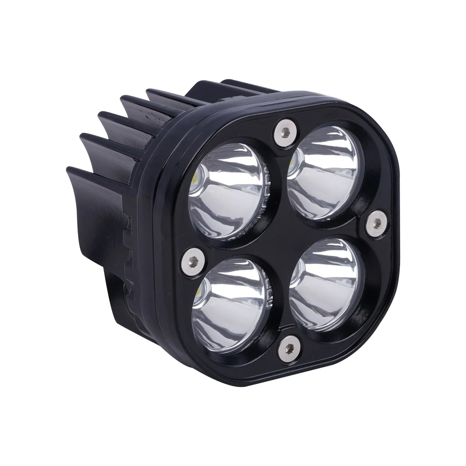 Four-leaf clover style motorcycle spotlight with aluminium base plate.