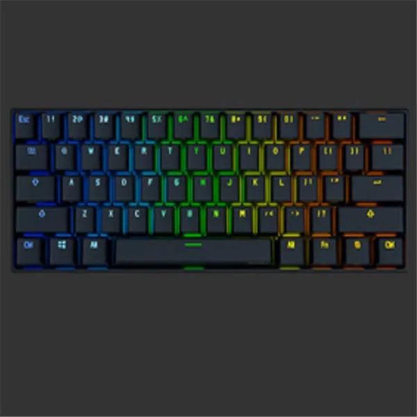 Wireless Bluetooth mechanical keyboard with black keycaps, compact layout, showing multimedia function keys and USB port