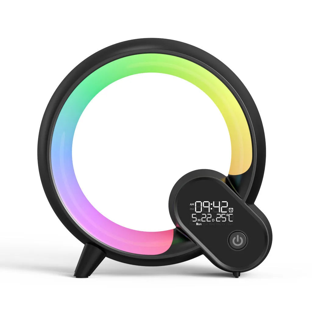 Creative Q Light analog sunrise digital display alarm clock with Bluetooth and 90 RGBCW light beads in black