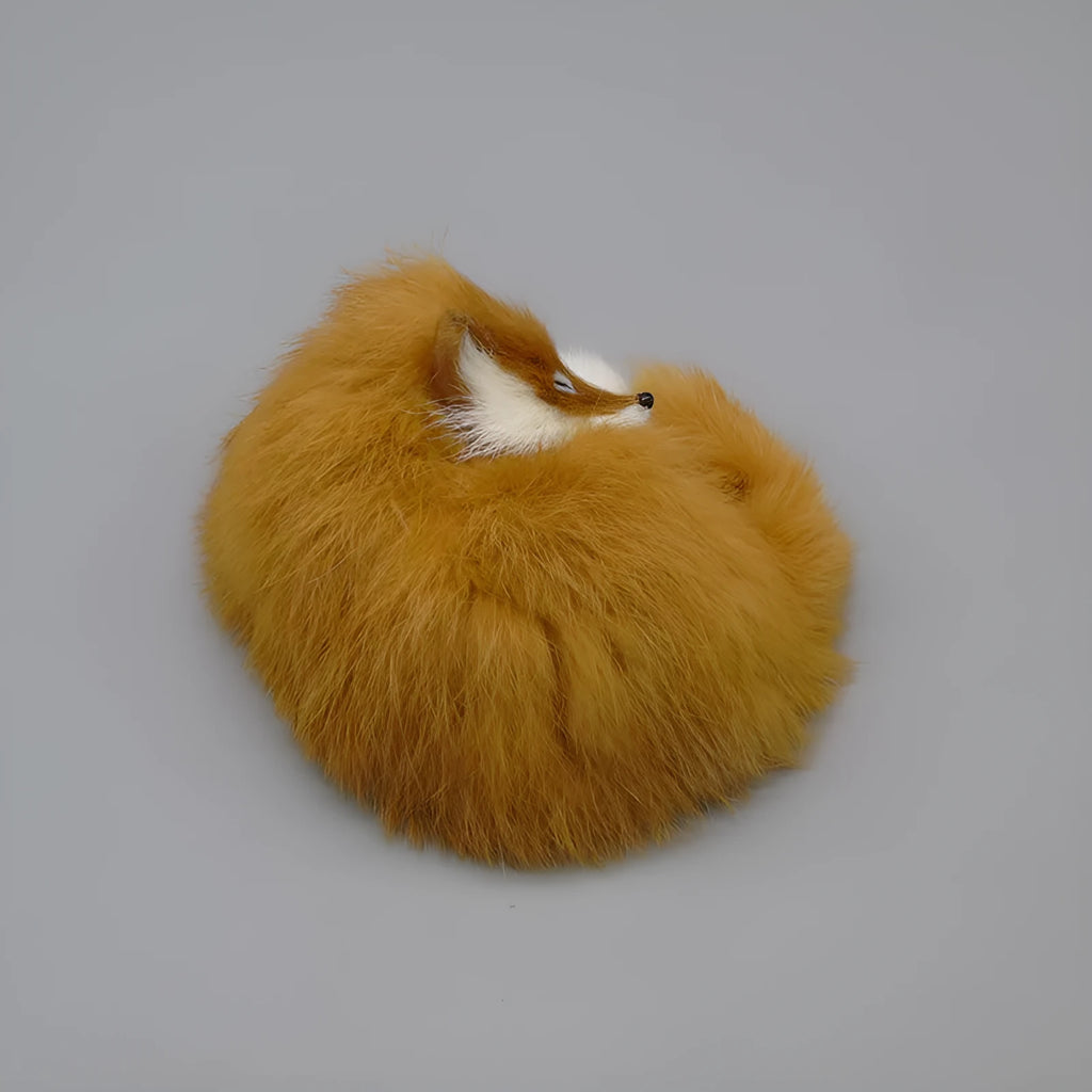Artificial fox fur handicraft decoration in red, white, or yellow, measuring 15cm by 9cm by 11cm