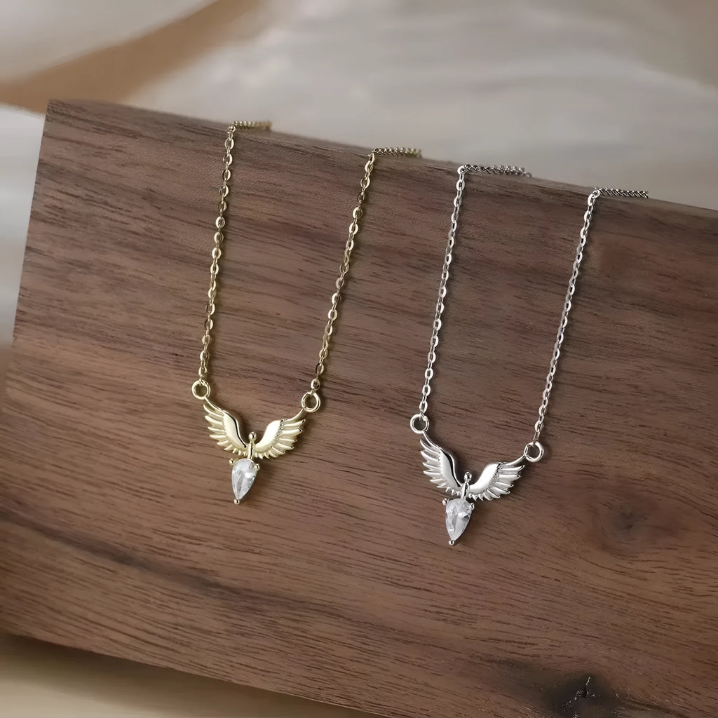 Women's eagle pendant necklace in 925 silver with adjustable 41-50cm chain in white gold or yellow gold finish