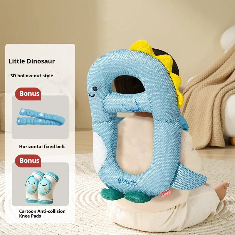 Baby anti-collision pillow with cartoon animal design and EPS bead filling for toddler fall protection