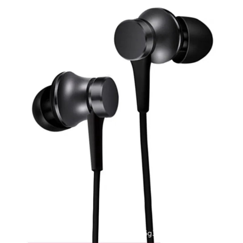 Black, blue, and red wired in-ear headphones showing their 3.5mm audio plug.
