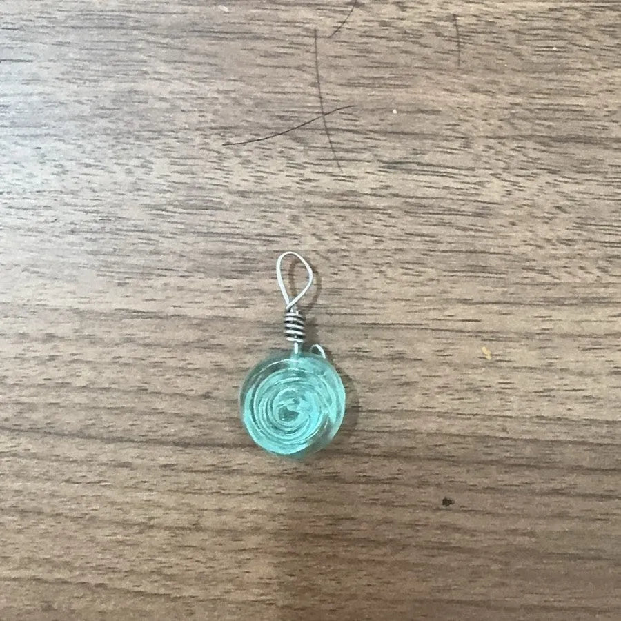 Recycling Glass Spiral Earrings in resin plus metal with electroplated finish