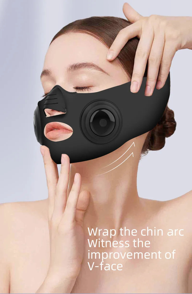 Black photon facial beauty mask device with USB connection cable