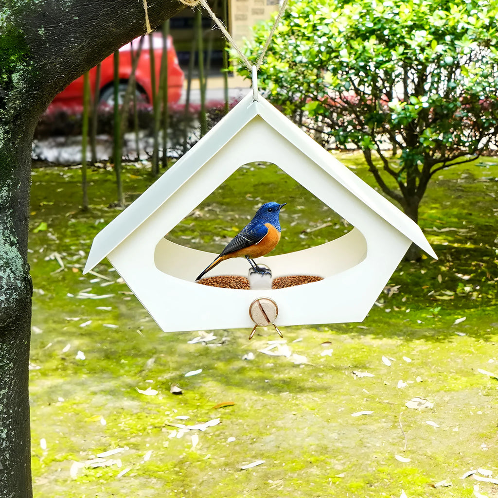 Simple iron bird nest for outdoor anti-rain bird feeding in black or grey.