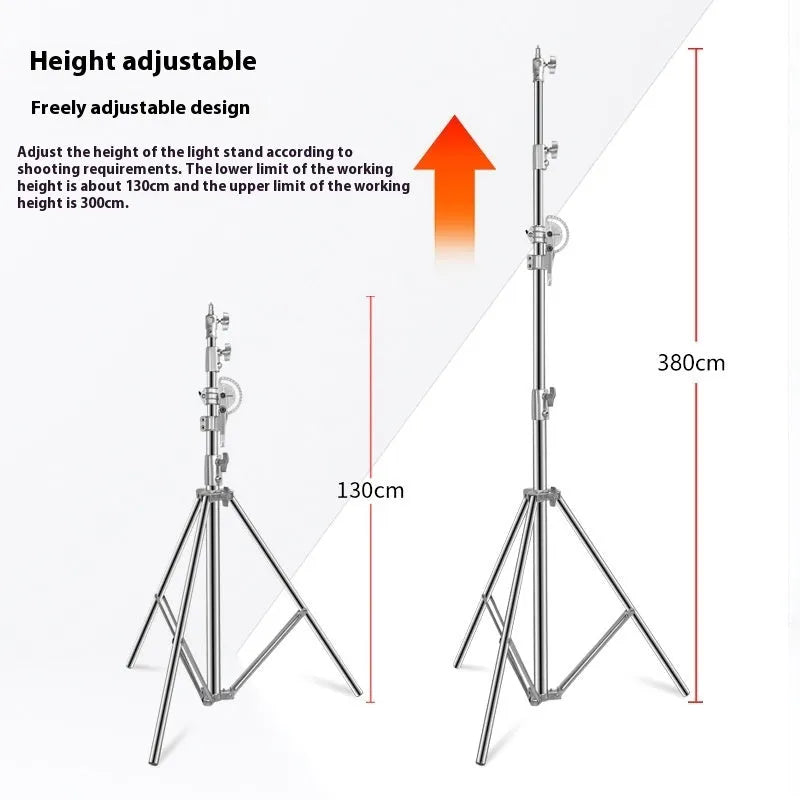 Silver stainless steel adjustable ceiling lamp rack for studio lighting with cross arm design
