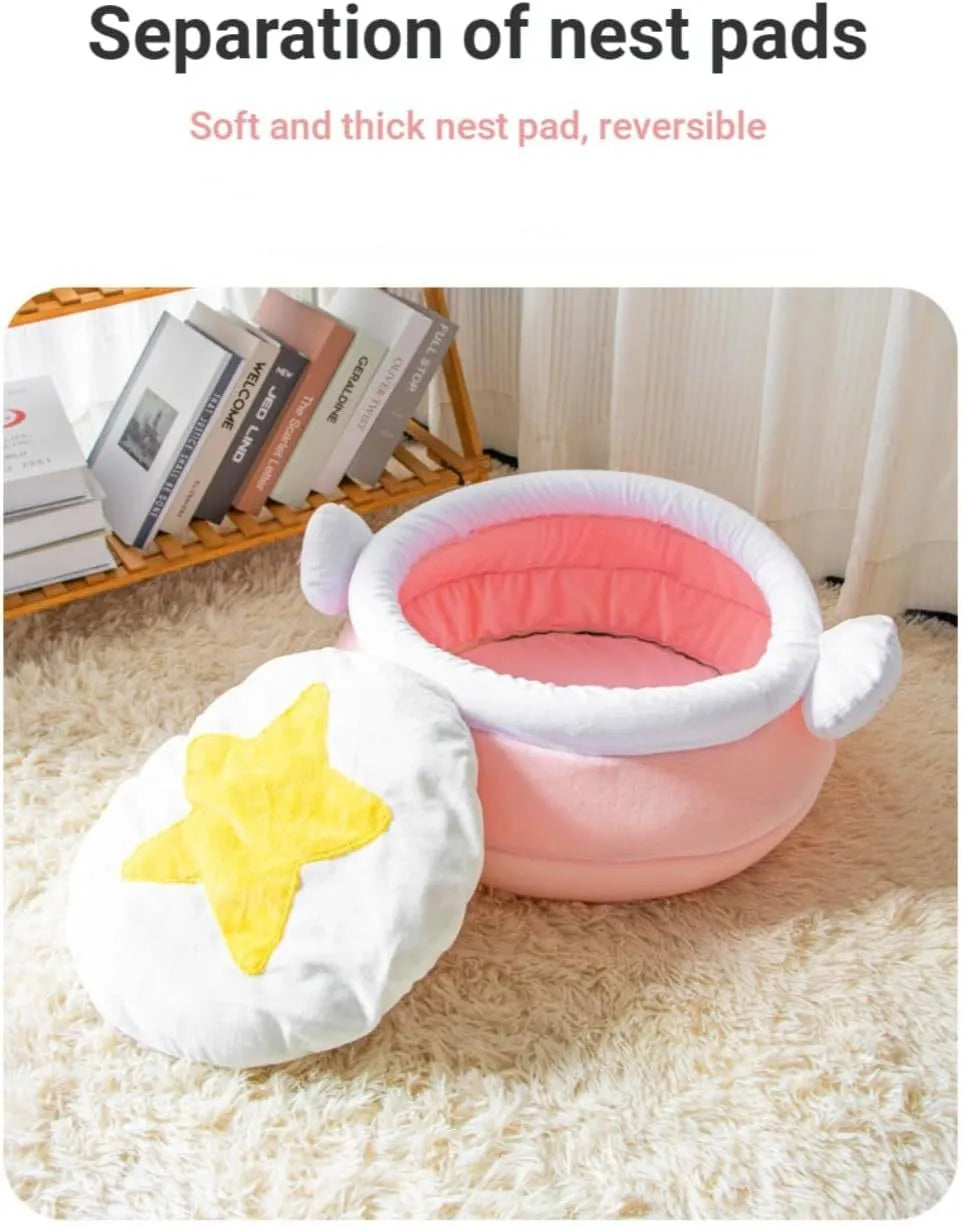 Honey pot shaped cat sofa bed in soft fabric with removable nest pad for small pets
