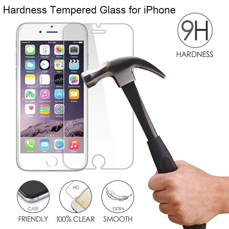 Tempered glass screen protector for iPhone with transparent non-full screen design