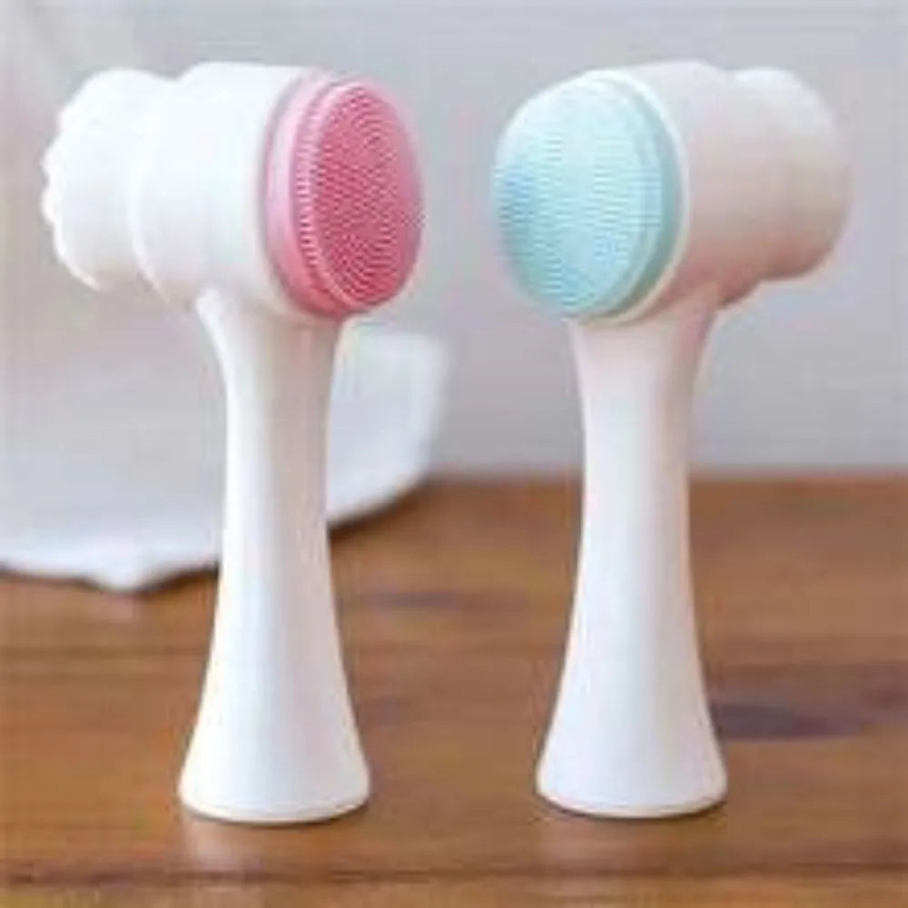 Blue and pink pet paw brush with nylon bristles for dog and cat grooming, measuring 13.5cm long