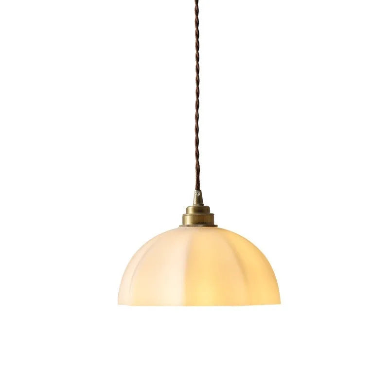 Small brass bedside droplight with copper glass shade in Chinese style