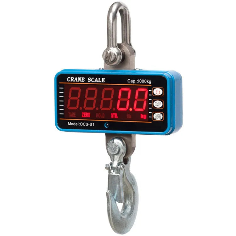 Orange electronic crane scale with digital display for 500 kg capacity industrial weighing