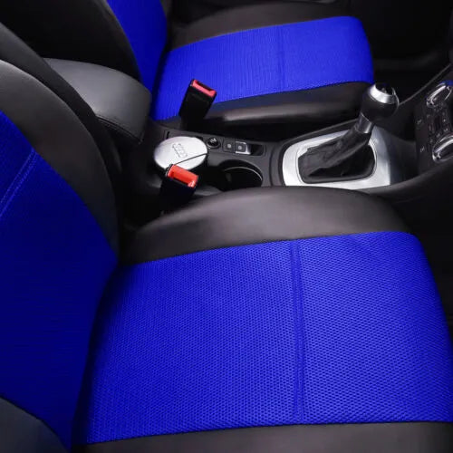 Artificial leather car seat covers in multiple colours with stitching patterns for 5-seater vehicle protection