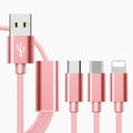 Three-in-one micro USB charging cable in six colour options with 1.2 metre length