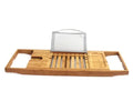 Bamboo bathtub frame with one shelf for bathroom storage, designed for desktop installation.
