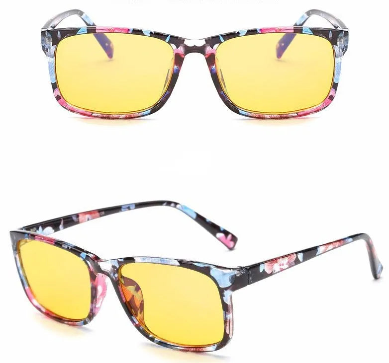 Unisex Blu-ray glasses with vintage plastic frame and reed-coloured PC lenses for UV400 protection